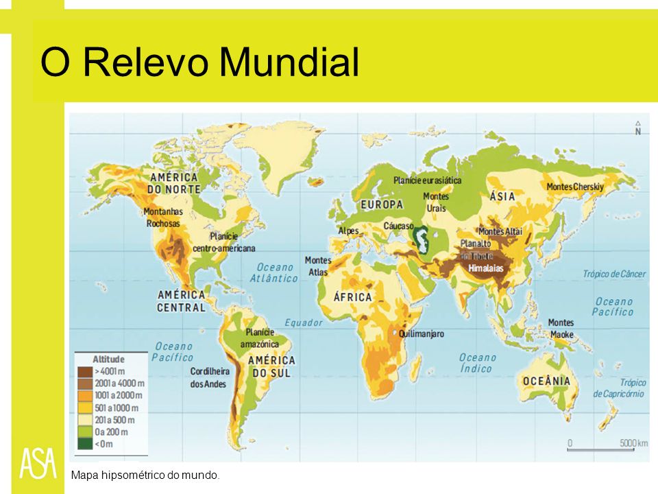 Mapa Hipsométrico Do Mundo Mapa